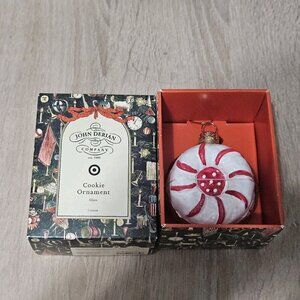 Target x John Derian Red White Cookie Glass Christmas Tree Ornament NEW Box